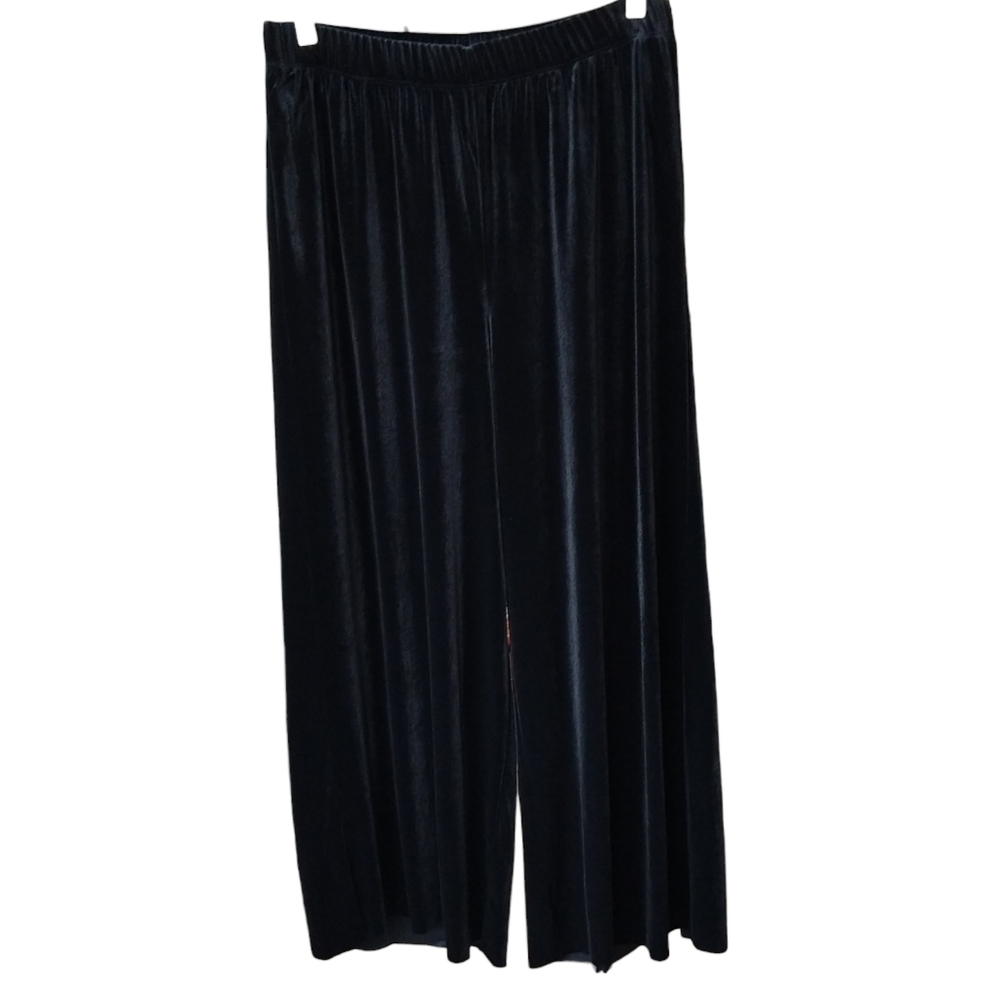 Black Velvet Wide Leg Pants Plus Size 2X - Picture 3 of 14